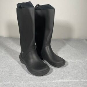Crocs Jaunt Women's Black Tall Rubber Rain Boots Size 7 Water Resistant